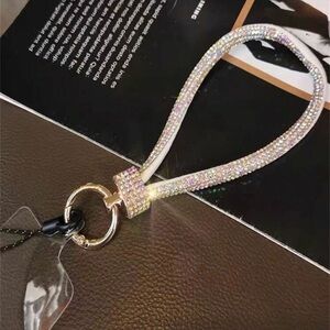 Elegant Gold and Silver Crystal phone tether